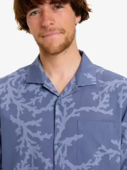 Quiksilver Beach Club Casual - Chemise manches courtes pour homme VINTAGEINDIGOSYMBIOSEACORAL Best