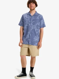 Quiksilver Beach Club Casual - Chemise manches courtes pour homme VINTAGEINDIGOSYMBIOSEACORAL Best