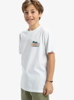 Quiksilver Ev Sunny Palms - T-shirt à manches courtes pour Garçon 8-16 WHITE Discount