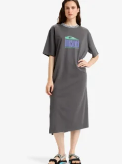 Quiksilver Indie - Robe t-shirt midi pour Femme DARKSHADOW Clearance