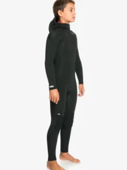 Quiksilver 4/3mm Everyday Sessions - Combinaison de surf à capuche avec zip poitrine pour Garçon 4-16 BLACK Hot