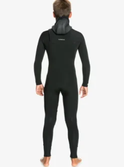 Quiksilver 4/3mm Everyday Sessions - Combinaison de surf à capuche avec zip poitrine pour Garçon 4-16 BLACK Hot
