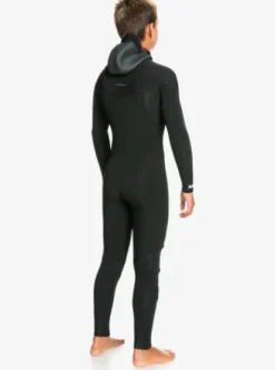 Quiksilver 4/3mm Everyday Sessions - Combinaison de surf à capuche avec zip poitrine pour Garçon 4-16 BLACK Hot