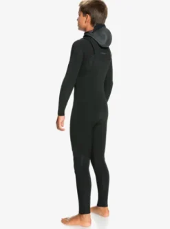 Quiksilver 4/3mm Everyday Sessions - Combinaison de surf à capuche avec zip poitrine pour Garçon 4-16 BLACK Hot