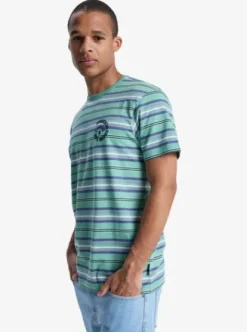 Quiksilver Tengha Stripe - Haut manches courtes en maille pour homme MALACHITEGREENTENGHA Outlet